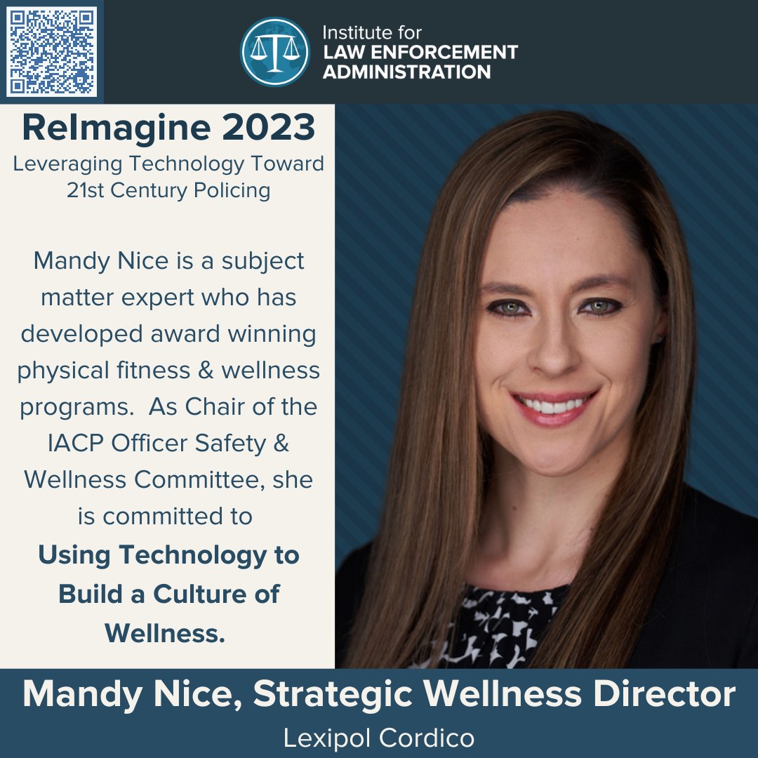 Join us May 03-05, 2023 as Mandy Nice explains how innovative technology is being used in law enforcement to create a culture of physical and mental wellness.  pulse.ly/1uks4u3lsv