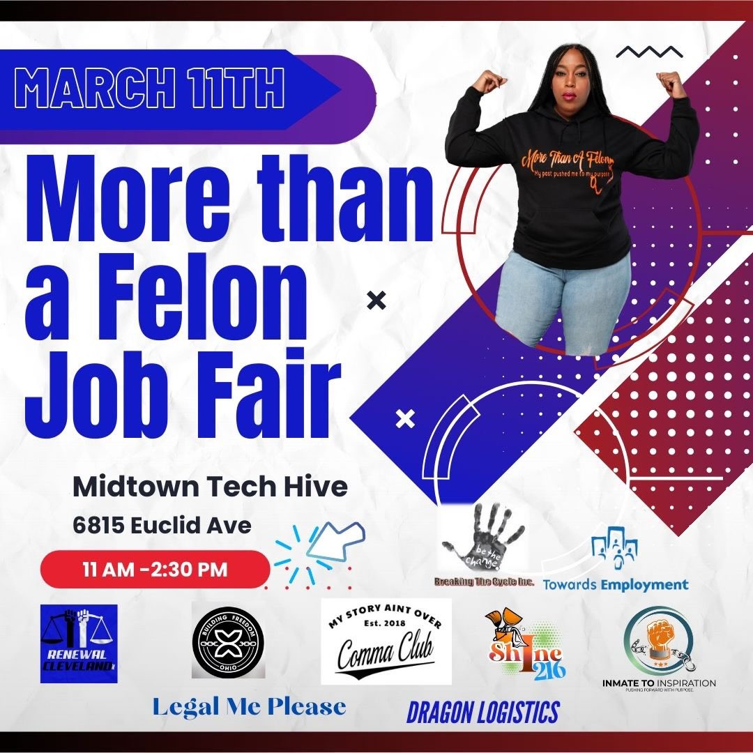 MORE THAN A FELON JOB FAIR‼️‼️

This is a space to not only find sustainable job opportunities but also to network and build relationships.
Just because you have a number doesn’t mean you have to be counted out. 

#buildingfreedomohio #buildingpower #riseofbfo