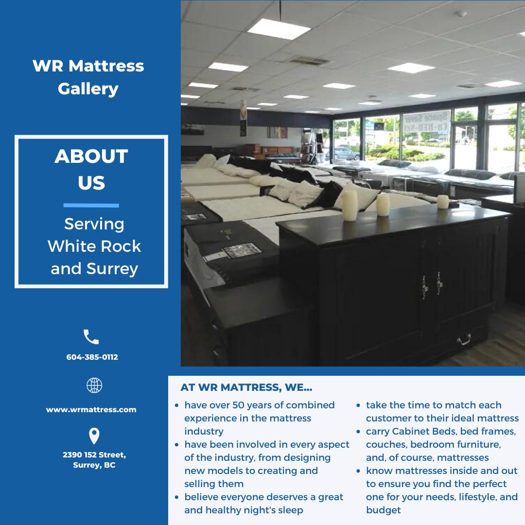 WRMATTRESS's tweet image. New to WR? We&apos;re here to support you in finding the best sleeping solution for your needs. Contact us today to get started: ow.ly/F9Li50Na5Wu

#wrmattress #mattress #mattressshop #sleep #bed #whiterock #surrey #aboutus