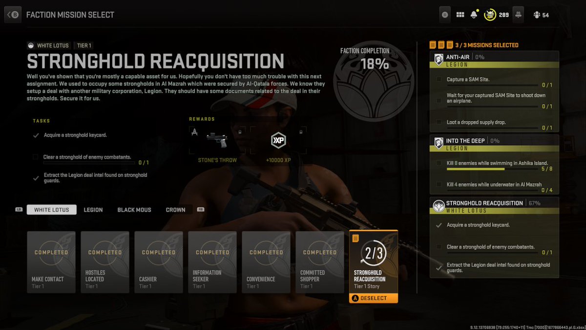 Redgurl2125's tweet photo. @InfinityWard please look into a bug of DMZ White Lotus Tier progression resetting back to T1 Story and not being able to satisfy the requirements to progress back to T2. (I was awarded the items for WL T1) https://t.co/6KRUo4LVrL