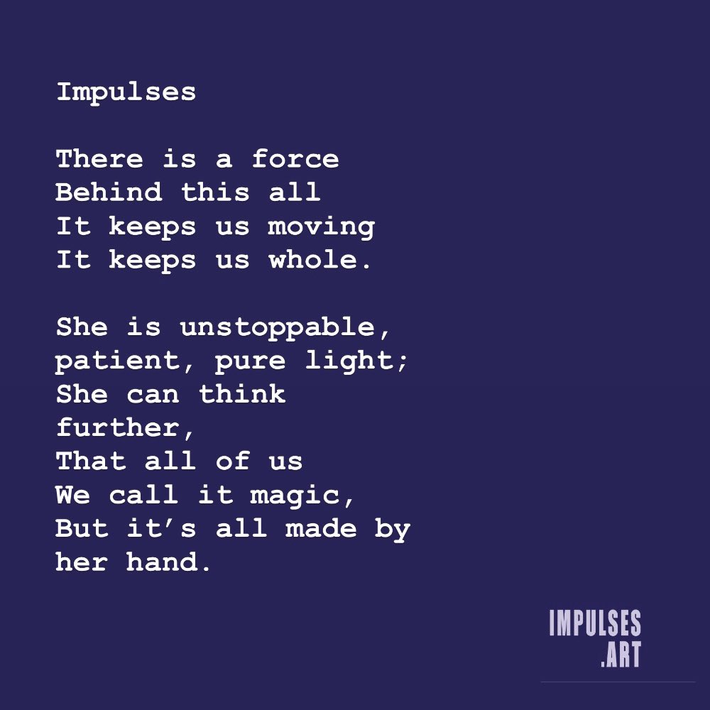Impulses_ART's tweet photo. There’s magic in the work we do, it born w/ an idea in a casual chat btw friends, but it has evolve &amp; grown &amp; it grows daily. All this is possible thanx to the amazing work of our producer/curator @AlbertineProus3 who’s an unstoppable,creative &amp; bright soul.

TY for all u do!🟪🫂 https://t.co/bm9gvpUJQ0