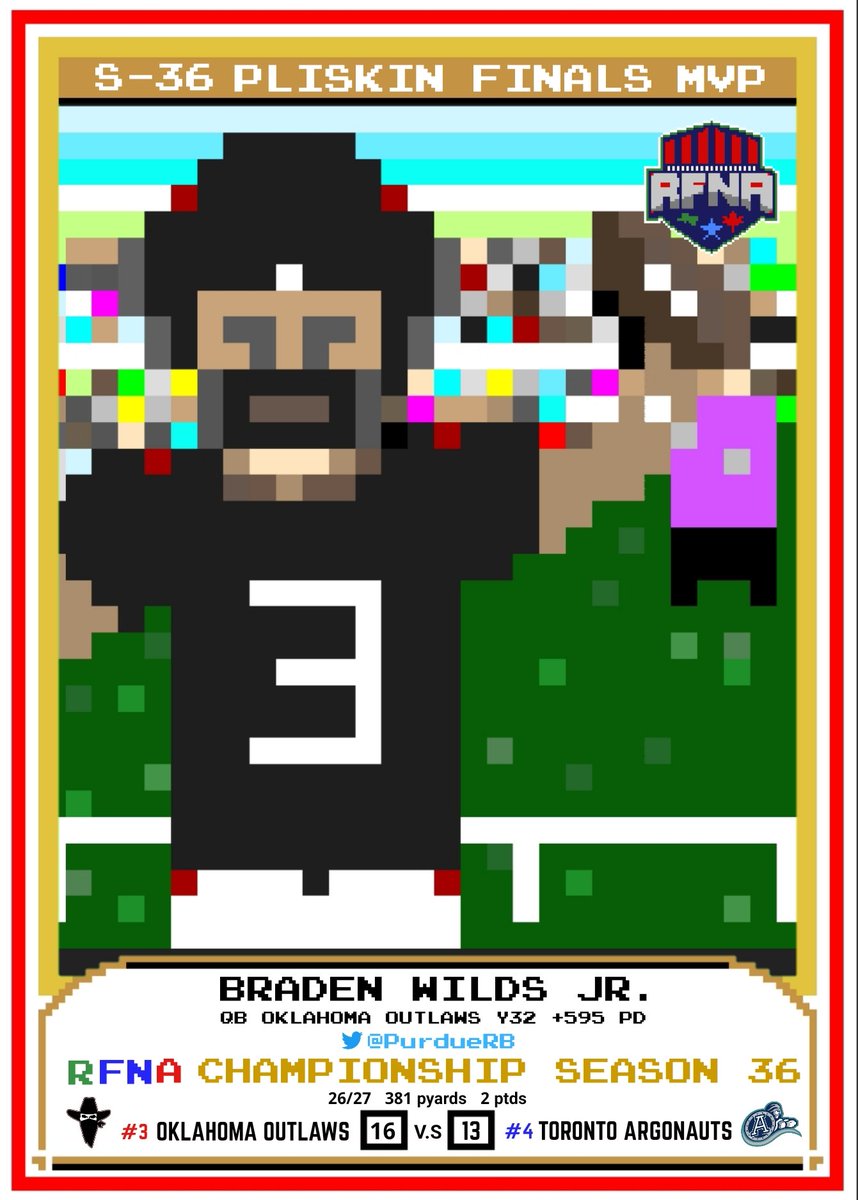 RFNorthAmerica's tweet image. RFNA PRO SEASON 37: CONGRATS TO THE OKLAHOMA OUTLAWS @PurdueRB on the 3-peat!🏆

We are now giving away these Digital Cards as a prize for achieving greatness! Come and join us and get you some!

Credits:
RFNA PRO/G League Logo Design: @WilliamsWay85 
Concept/Art: @rotten_sports