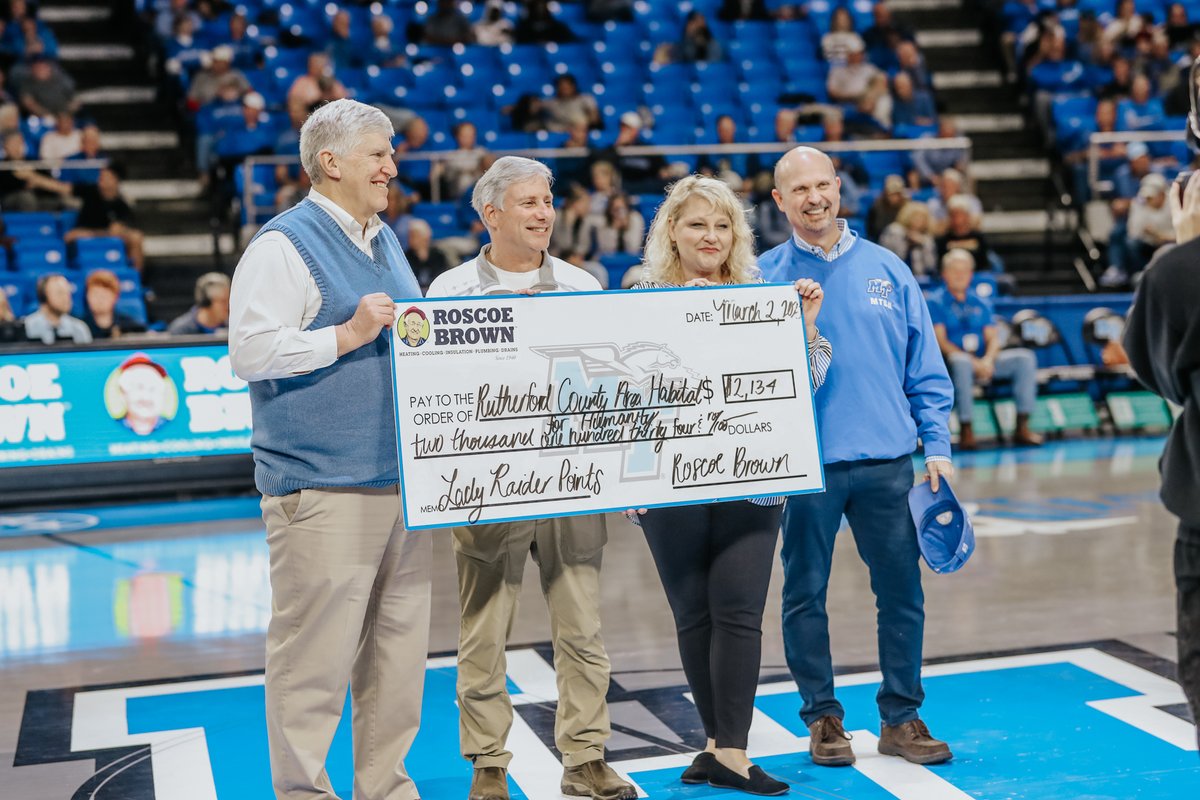 Middle Tennessee Athletics (@mtathletics) on Twitter photo 🚨𝐇𝐨𝐨𝐩𝐬 𝐔𝐩𝐝𝐚𝐭𝐞𝐬: #25 <a href="/MT_WBB/">Middle Tennessee Women's Basketball</a> and <a href="/MT_MBB/">Middle Tennessee Men's Basketball</a> is on their way to Frisco to compete for the <a href="/ConferenceUSA/">Conference USA</a> Championships!
Every Lady Raider and Blue Raider point this season means another $1 donation to @Habitat_MidTN made by <a href="/RoscoeBrownInc/">Roscoe Brown Inc.</a>. 🚨𝐇𝐨𝐨𝐩𝐬 𝐔𝐩𝐝𝐚𝐭𝐞𝐬: #25 <a href="/MT_WBB/">Middle Tennessee Women's Basketball</a> and <a href="/MT_MBB/">Middle Tennessee Men's Basketball</a> is on their way to Frisco to compete for the <a href="/ConferenceUSA/">Conference USA</a> Championships!
Every Lady Raider and Blue Raider point this season means another $1 donation to @Habitat_MidTN made by <a href="/RoscoeBrownInc/">Roscoe Brown Inc.</a>.