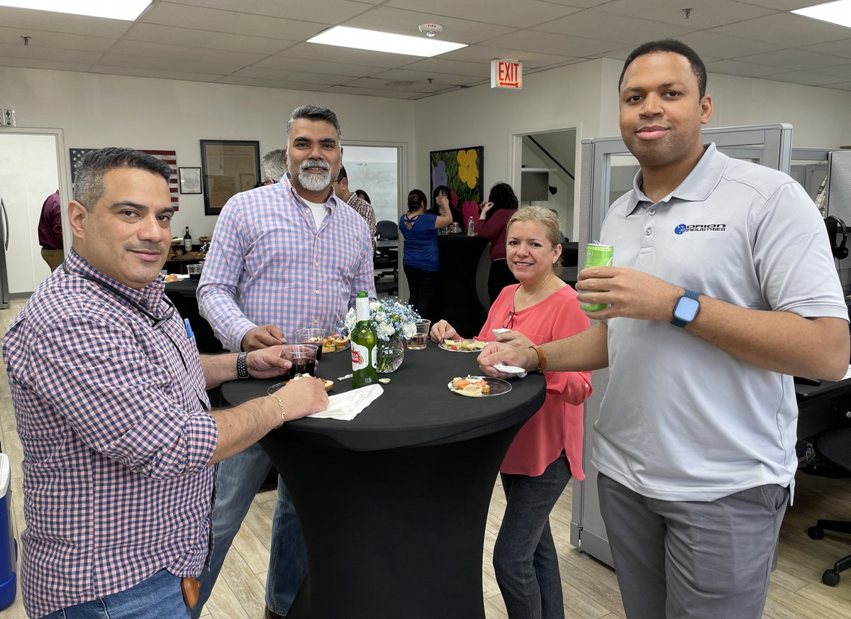 Our team is consistently meeting customer delivery dates and springtime is just around the corner. Good reasons to #celebrate with a #GoodbyeWinter #Toast.
#culturematters #employeeapprecication #food #fun #workhardplayhard #teamwork #teambuilding #OrionCares #SSGCares #DBCares