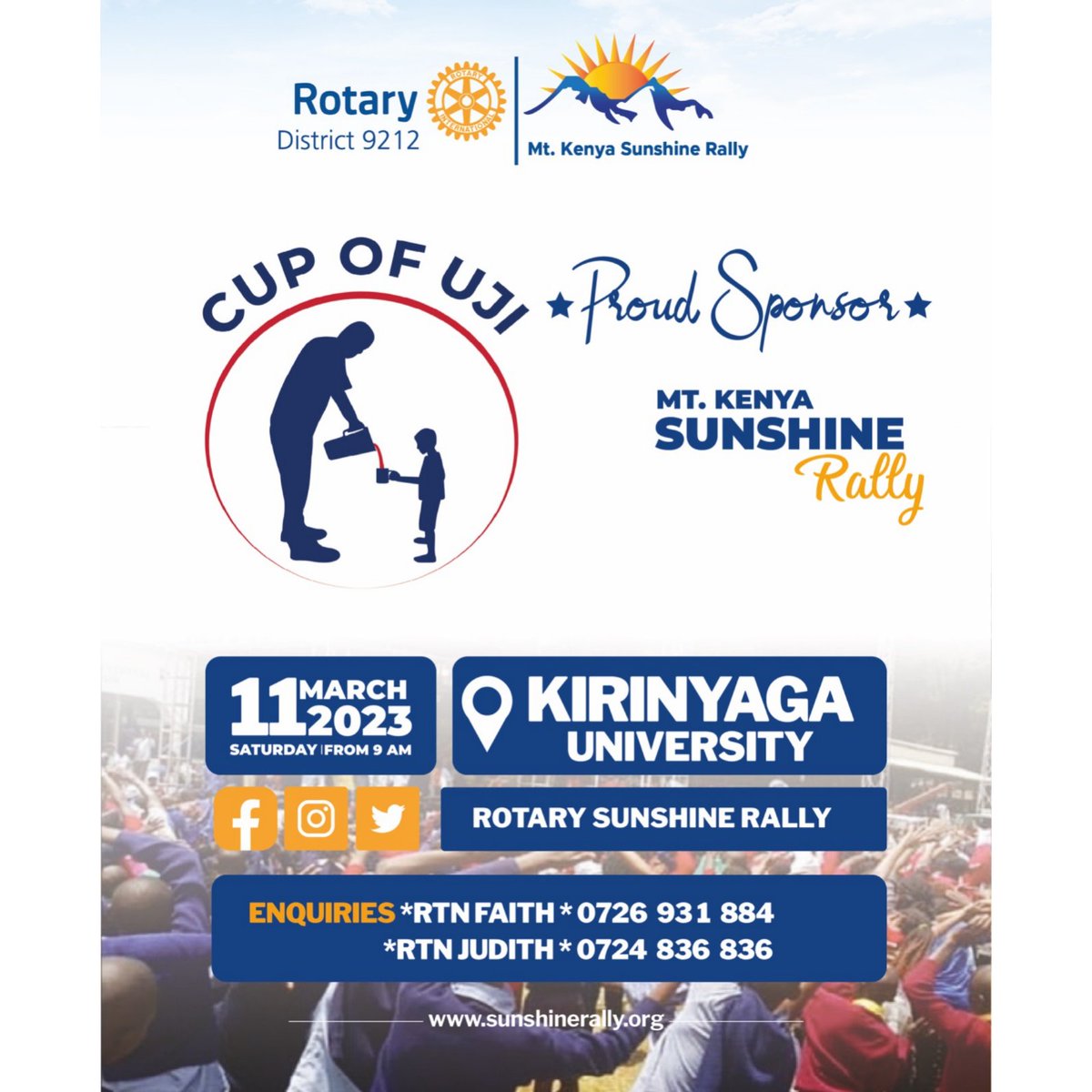 #PartnershipsForGood 
We look forward to taking part in the forthcoming #MtKenyaSunshineRally23 .

#CupOfUji #ServeToChangeLives #ServiceAboveSelf #Rotary #Rotaract #Interact #NotInvisible #BeNiceKE #Volunteer #Volunteers