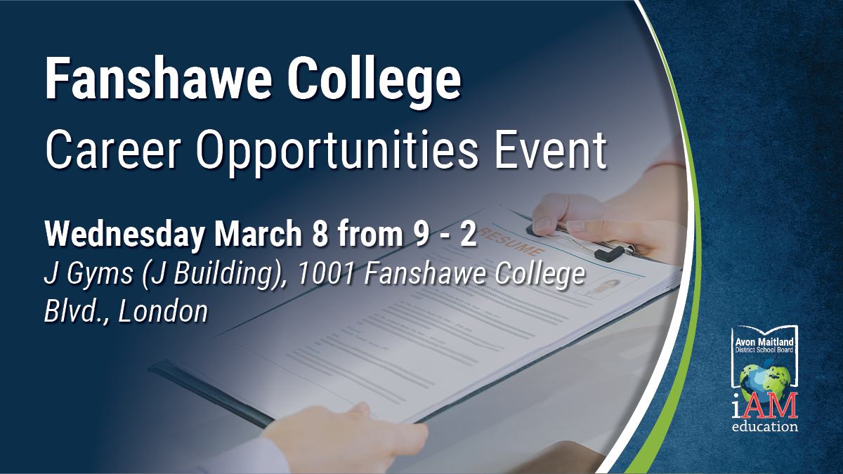 yourschools's tweet photo. AMDSB will be at @FanshaweCollege's Career Opportunities Fair tomorrow! We look forward to speaking with students &amp; alumni about their career goals and the opportunities available at AMDSB. 
Bring your resume and questions! Those who come to say hello will get a giveaway basket! https://t.co/U31Fm3fQsZ