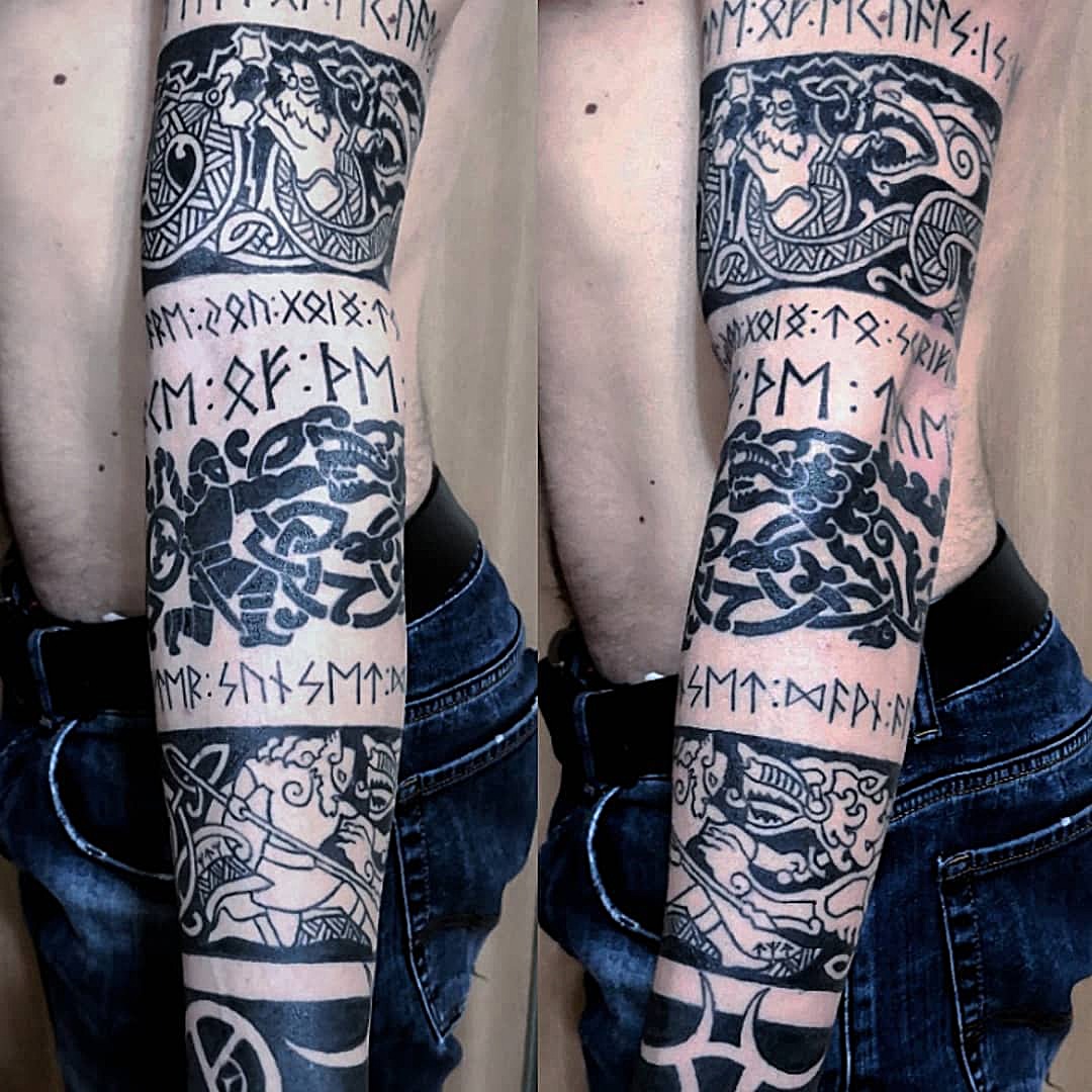 S_ARYES's tweet photo. Tattoo #Baldur based on the game #GodofWar. sketches are drawn according to the ideas of the customer. #tattooart https://t.co/TXafNFSpMx