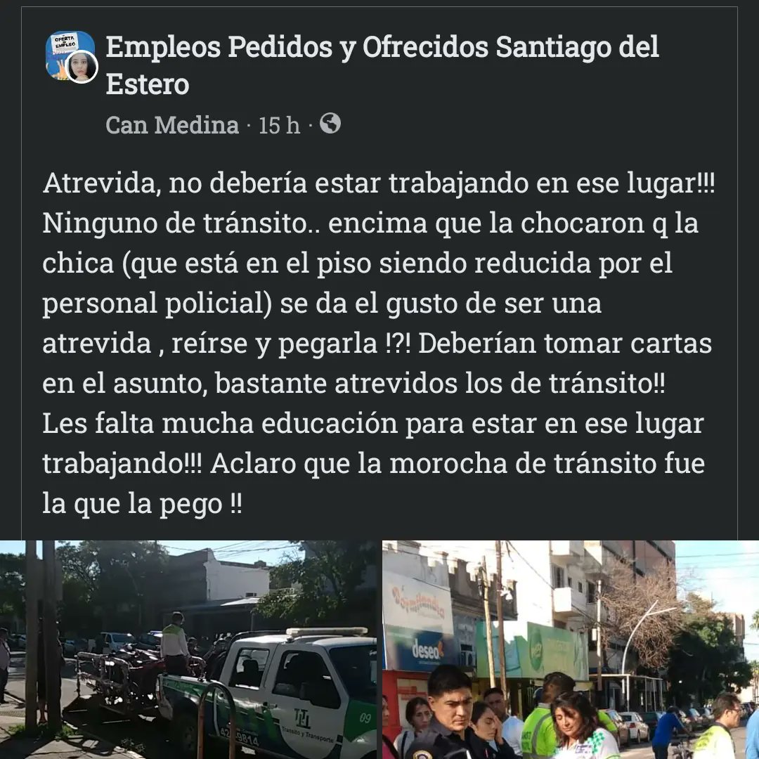 AdeBucci21's tweet photo. En 3l día de ayer en Sgo del estero. Así actúan el personal de tránsito municipal y la policía contra las mujeres @todonoticias https://t.co/UIrAzghEF9