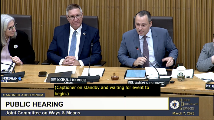 Tina Ascolillo (@tinaascolillo) on Twitter photo Today marks the start of a series of seven hearings for the Joint Committee on Ways & Means regarding the Governor's FY24 budget proposal. Time sure does fly, this is <a href="/SenRodrigues/">Michael J. Rodrigues</a>' & <a href="/RepMichlewitz/">Aaron Michlewitz</a>'s fifth budget in their roles as Senate & House Chair, respectively. #mapoli Today marks the start of a series of seven hearings for the Joint Committee on Ways & Means regarding the Governor's FY24 budget proposal. Time sure does fly, this is <a href="/SenRodrigues/">Michael J. Rodrigues</a>' & <a href="/RepMichlewitz/">Aaron Michlewitz</a>'s fifth budget in their roles as Senate & House Chair, respectively. #mapoli