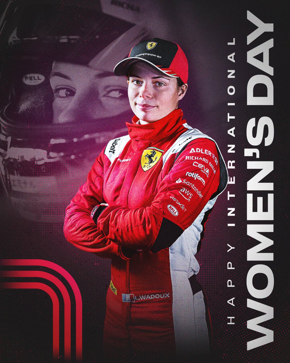 FIAWEC: RT @FerrariRaces: Happy #InternationalWomensDay! ❤️

On this day, we celebrate @LWadouxD44 and all women by honouring their achievements and continuing to support them!

#IWD2023 #FerrariCompetizioniGT #FerrariRaces