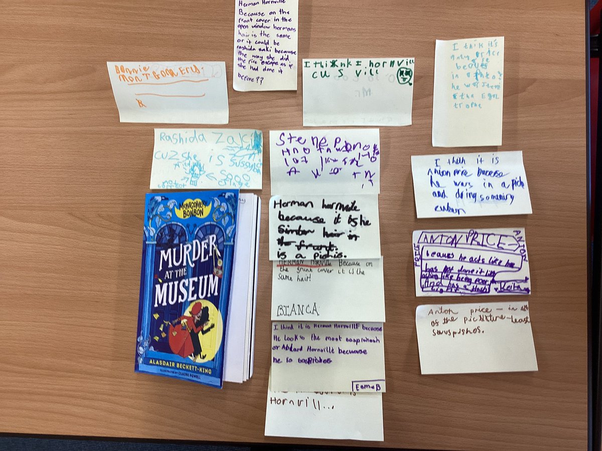 Year 3 Manor Leas (@manorleas_year3) on Twitter photo After Chapter 4, Book Club have guessed who the murderer is… will they have cracked it or barking up the wrong tree #murderatthemuseum <a href="/MisterABK/">Alasdair Beckett-King</a> <a href="/WalkerBooksUK/">Walker Books</a> <a href="/LindumBooks/">Lindum Books</a> #montgomerybonbon After Chapter 4, Book Club have guessed who the murderer is… will they have cracked it or barking up the wrong tree #murderatthemuseum <a href="/MisterABK/">Alasdair Beckett-King</a> <a href="/WalkerBooksUK/">Walker Books</a> <a href="/LindumBooks/">Lindum Books</a> #montgomerybonbon