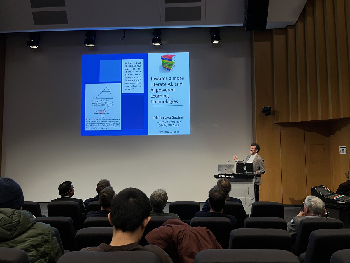 CSatETH's tweet image. A warm welcome by Professor and Deputy Department Head Thomas Hofmann, introducing Professor @mrinmayasachan and his talk “Towards a more literate AI, and AI powered learning technologies“.
#ai #machinlearning @ETH_en