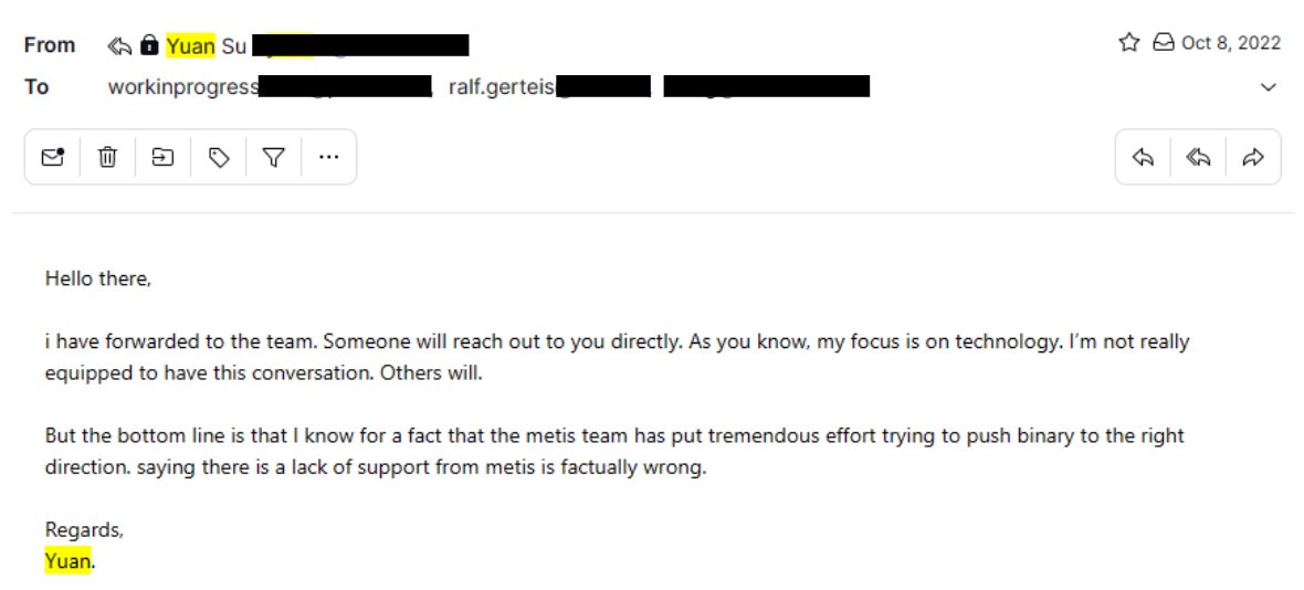 WIP_DEFI's tweet photo. The Metis files | Part 1: Follow the money | The warming-up
----------
@MetisDAO acts like BinaryDAO is fully independent from Metis and that they are not able to help investors to return the $2m in stolen funds, undo the 15% team mint and implement a DAO. Is this true?

1/x https://t.co/9d4Fy0SYeY
