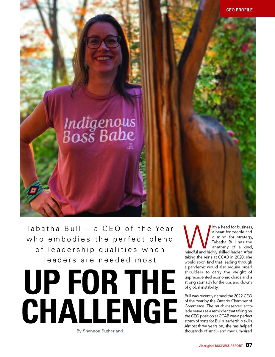 ccib_national's tweet photo. With a head for business, a heart for people and a mind for strategy, Tabatha Bull has the anatomy of a kind, mindful and highly skilled leader. Read more about CCAB President & CEO, @BullTabatha in the latest Aboriginal Business Report (p.87) https://t.co/aSDkWWEY35 https://t.co/NRZTsaZhdN