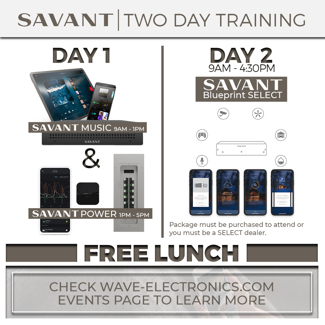 #Houston, you still have time to join us for a two day Savant training! Stop by our Houston Branch today and tomorrow. Visit our website for more information ow.ly/8JeE50NaZSx

#Scottsdale, you're up next!

#distributors #savant #training #waveelectronics #custominstall