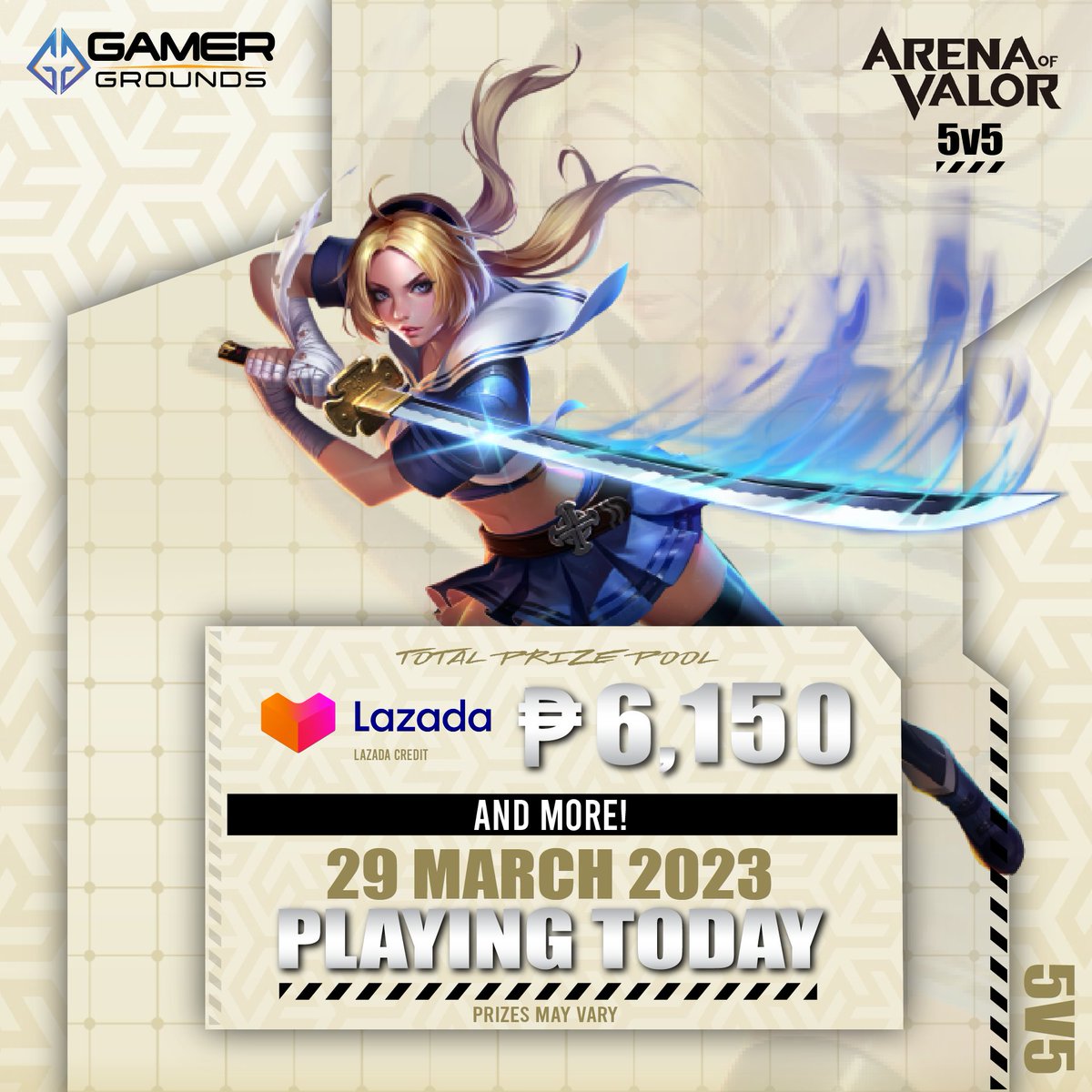 gamergroundsph's tweet photo. Today is the day, AOV teams! Palag na mamaya and get a chance to redeem your GG Points with P6150 Lazada Credits! Don't forget to check-in ha?

!Last chance to register: https://t.co/saTfWN59hO
✅Check-in on Discord: https://t.co/xY9JxOtMpi

#GamerGrounds #AOV #ArenaofValor https://t.co/PXl4jK1O1m