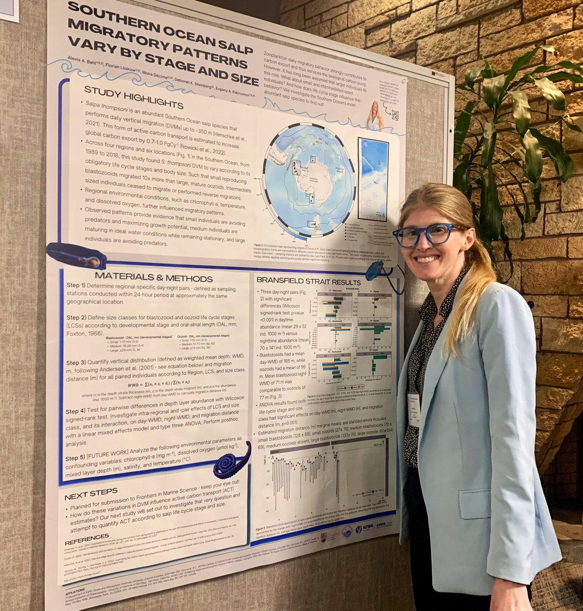 My research shows that #SouthernOcean #salp daily migratory behaviour varies according to life cycle stage and body size. How does this impact #carbonexport estimates? Thank you @GordonConf for allowing me this opportunity!