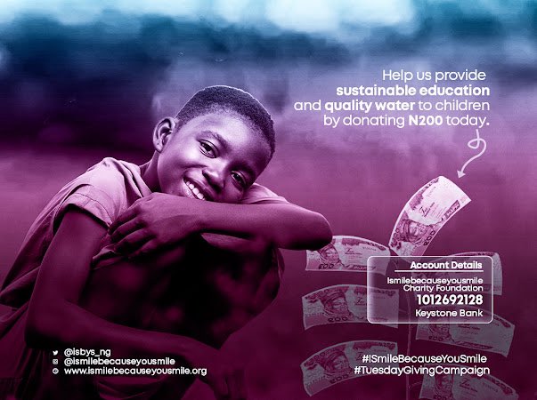 isbys_NG's tweet photo. It's Giving Tuesday. With at least N200, you can help us provide quality education to underserved children. Let's support the next generation of amazing leaders.

#ISmileBecauseYouSmile #TuesdayGivingCampaign #givingtuesday #qualityeducationforeverychild https://t.co/qTZBRqW4yi