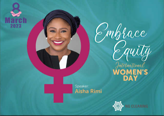ALPNigeria's tweet photo. Our Partner Aisha Rimi, will be a guest speaker at the 2023 NG Clearing Limited Women's Day Celebration.
Theme: Embrace Equity
Date: 08th March 2023
#ALPNG #NGClearing #IWD #embraceequity #internationalwomensday2023 #InternationalWomensDay https://t.co/1V3GBjqgpY