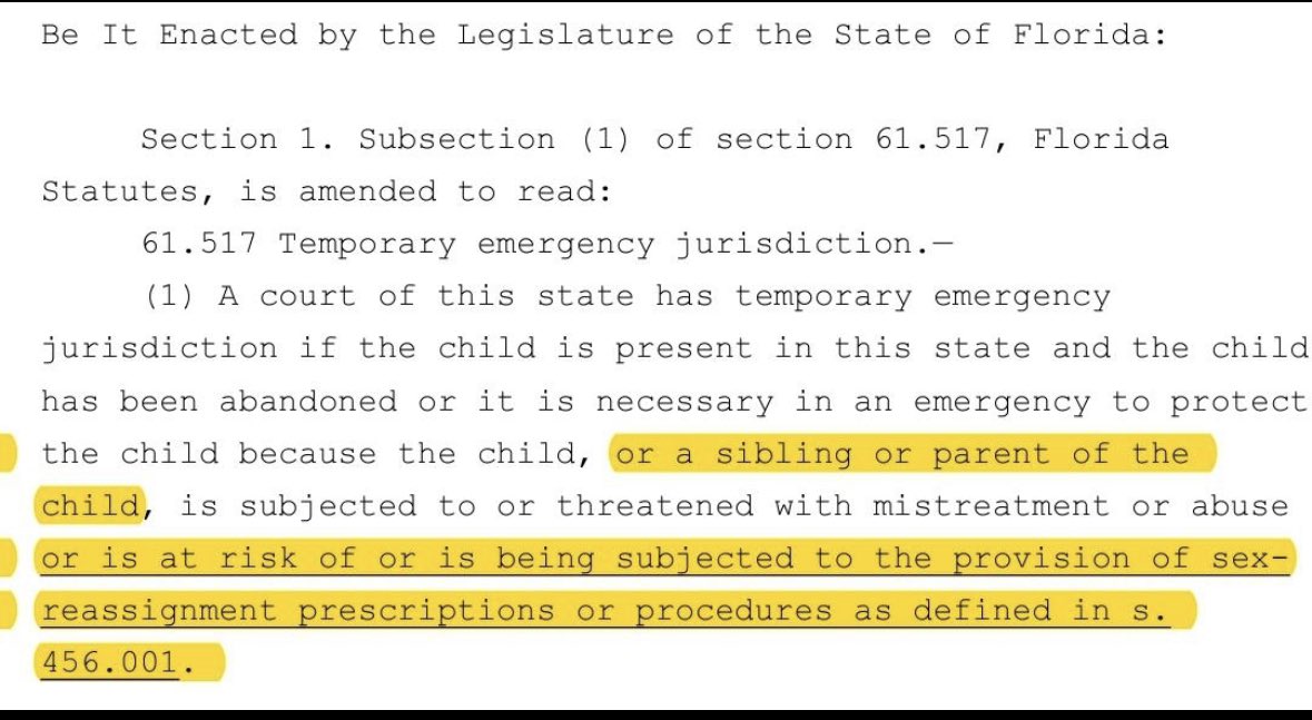 People need to understand how serious SB254 is. 

The bill could allow for removal of custody of a child if a sibling or a parent receives or is 'at risk of' gender affirming care not just the child themselves. 

This gives courts the ability to strip children from trans parents…