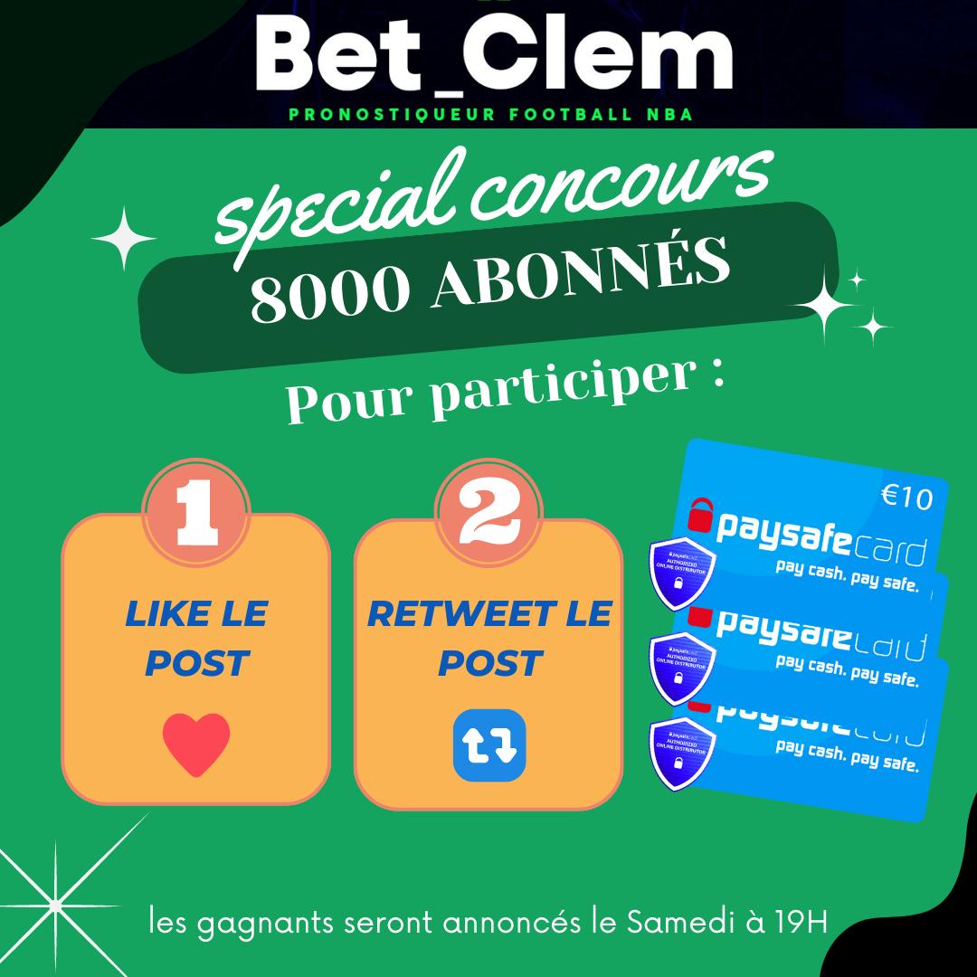 BetClem_'s tweet image. UN GRAND MERCI À VOUS POUR LES 8000 ABONNÉS  ❤️

Pour vous remercier petit concours! 🎁
3 x 10 de paysafecard à gagner 🤑

POUR PARTICIPER LIKE ❤️ ET RT ♻️
#TeamParieur