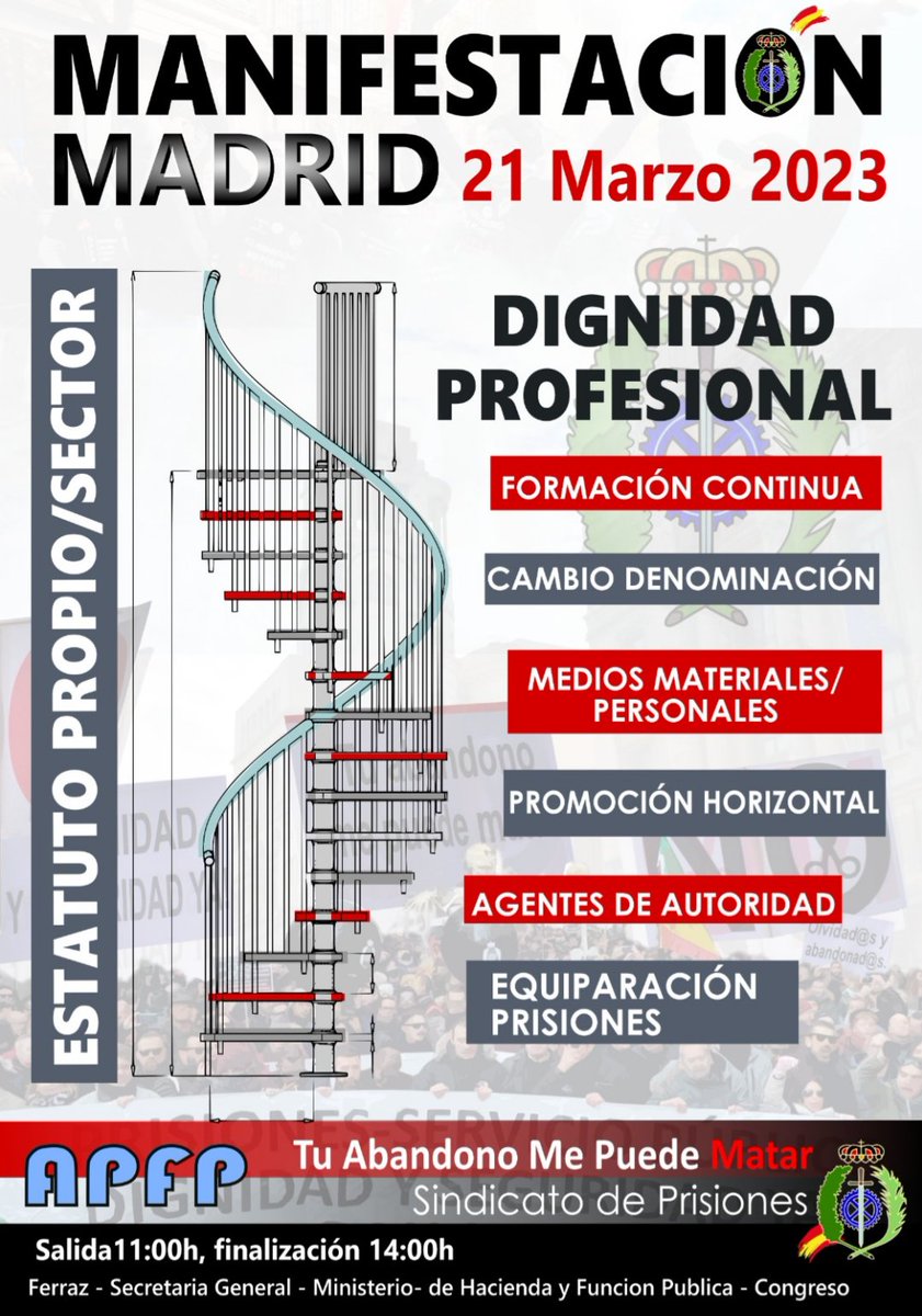 TampmTopas's tweet photo. @tu_abandono @NunezFeijoo @gonzalezpons @anadebande @europapress @okdiario @elespanolcom @larazon_es @elmundoes @abc_es @elprogramadear @esRadio @informativost5 @A3Noticias Allí estaremos #EquiparacionYa #SectorPrisiones #sosprisiones #tampm https://t.co/1xTHtCYbVD