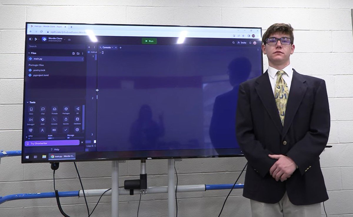 MHSVideoProd's tweet image. Andrew Duever has submitted his Computer Game and Simulation Programming work for 2023 FBLA State judging! 🐾