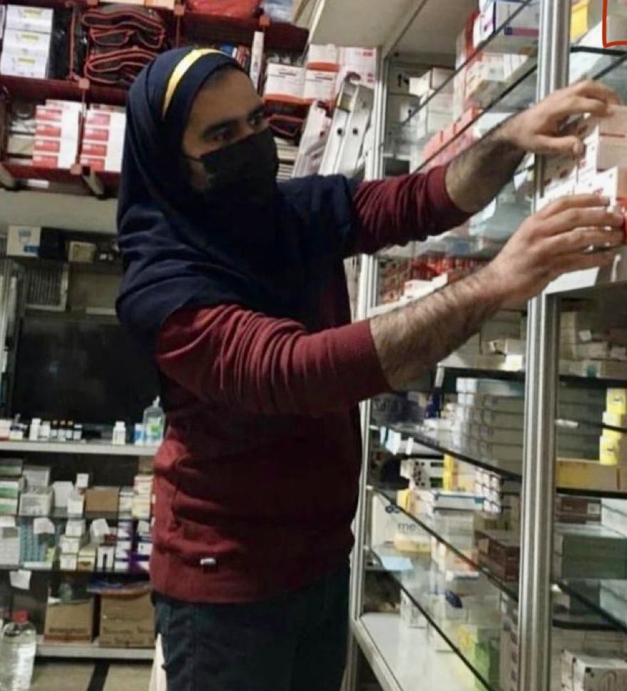It’s not for Purim! In Iran the regime ordered all pharmacists to wear black hijabs, so the male pharmacists mocked them by wearing hijabs in solidarity.

#IranRevoIution #Mahsaamini