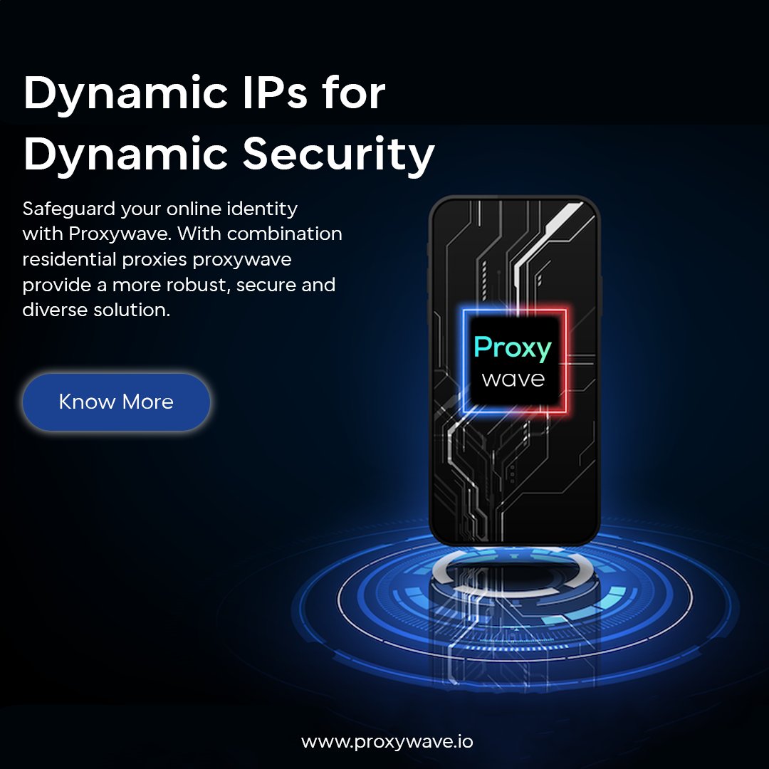 ProxywaveHQ's tweet image. Visit us to know more: proxywave.io

Proxywa increased level of security, along with the ability to access a wider range of online resources, makes Dynamic IPs an essential tool for organizations looking to protect their data and assets.

#DynamicIPs #Proxywave