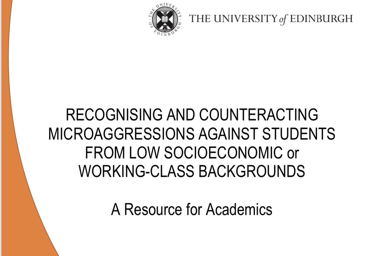 ‘Recognising and Counteracting Microaggressions against students from low socioeconomic or working-class backgrounds’ 

A must read for all academics passionate about tackling classism and elitism! 🎓

(Many thanks to @RayyaGhul for sharing this with us!)

blogs.ed.ac.uk/learningexchan…