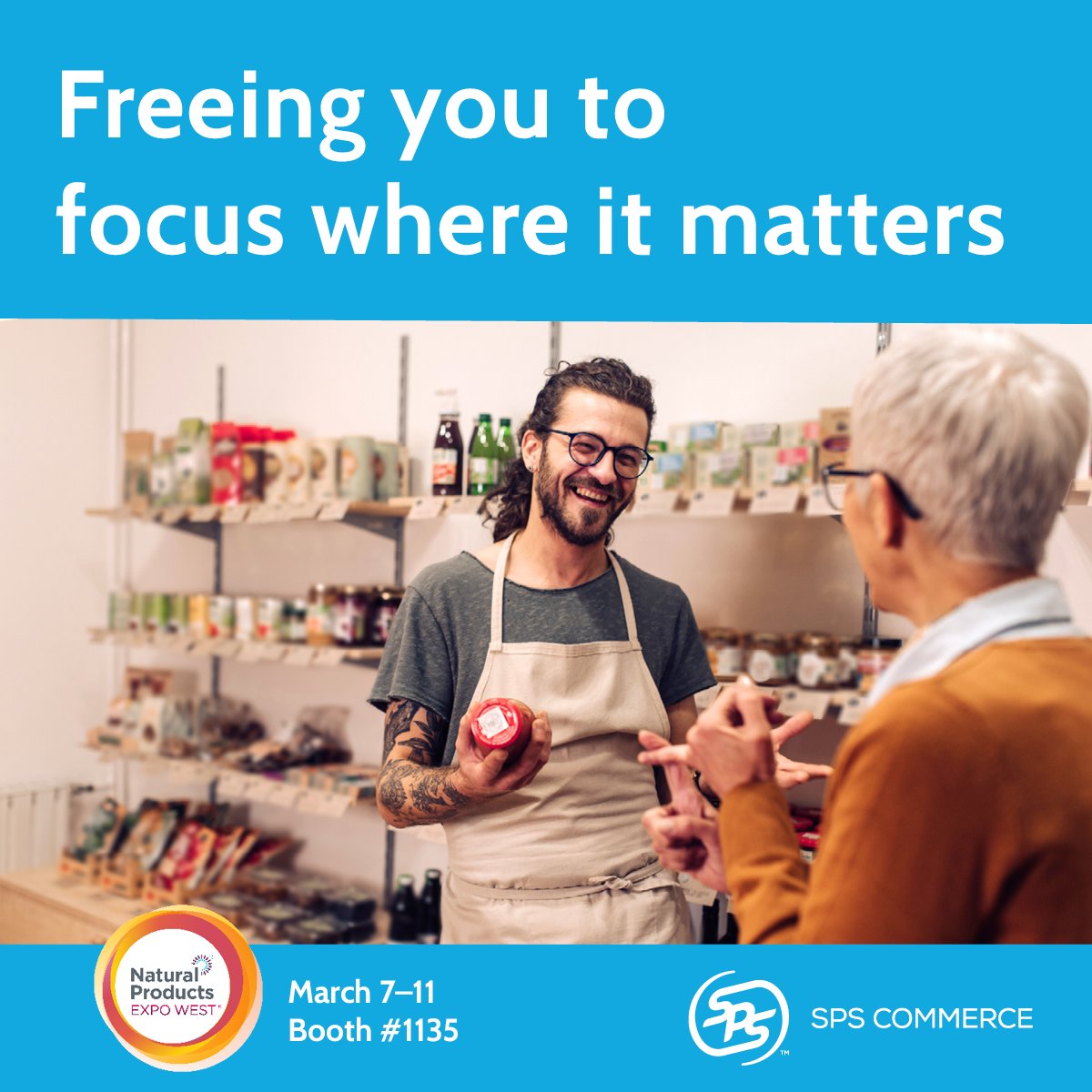 SPS Commerce will be at Expo West! We’re excited to show you how our retail solutions can free up your time so you can focus on what matters most. Schedule a meeting with one of our experts!
Learn more here: bit.ly/3YD31Zp