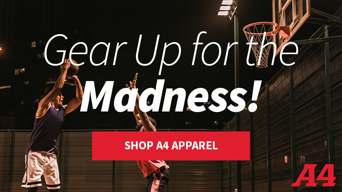 March Madness and spring sports are right around the corner! 🏀🎽 Make sure that you're prepared with athletic apparel from A4 shirtspace.com/a4 #A4 #A4SportsApparel #SportsApparel #AthleticApparel #Athleticwear #AthleticClothing #SportsClothing #Tshirts #Hoodies #Tanks