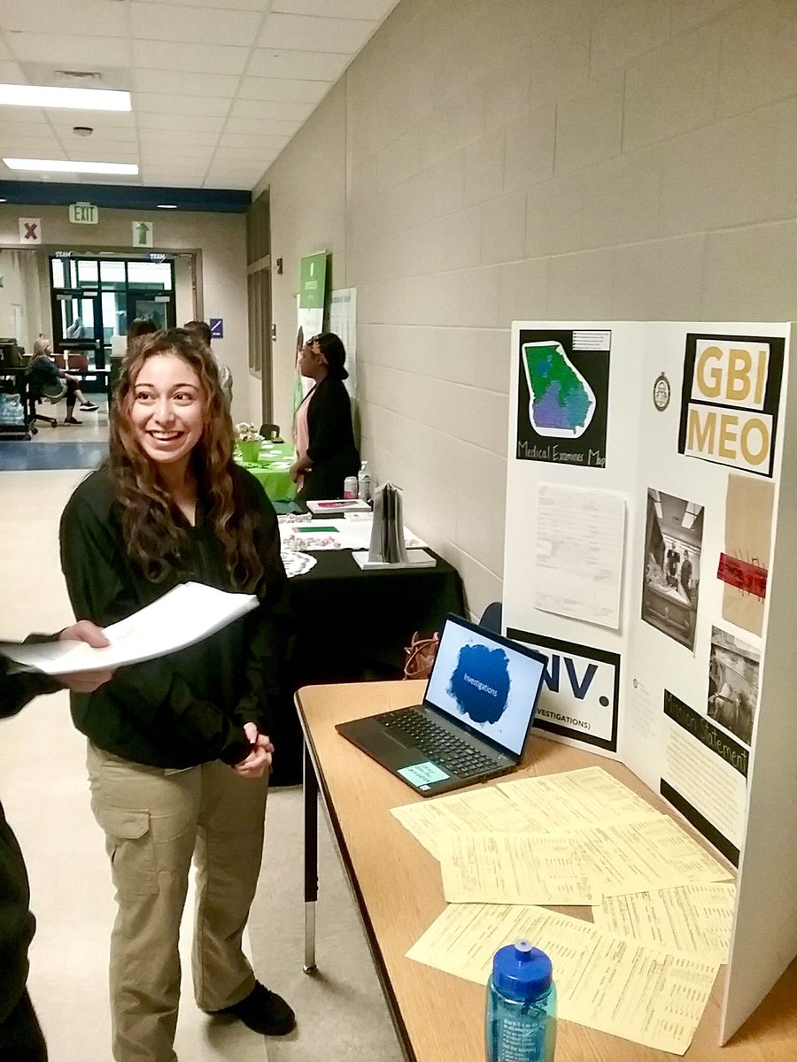 GBI_GA's tweet photo. Death Investigation Specialist Vanessa Schmidt from our ME’s Office attended a career day at Mountain Education Charter HS in Banks Co. DIS Schmidt shared all about the GBI ME’s Office.

We look forward to seeing the difference these bright students make in the world! https://t.co/XaPkNtqpfY