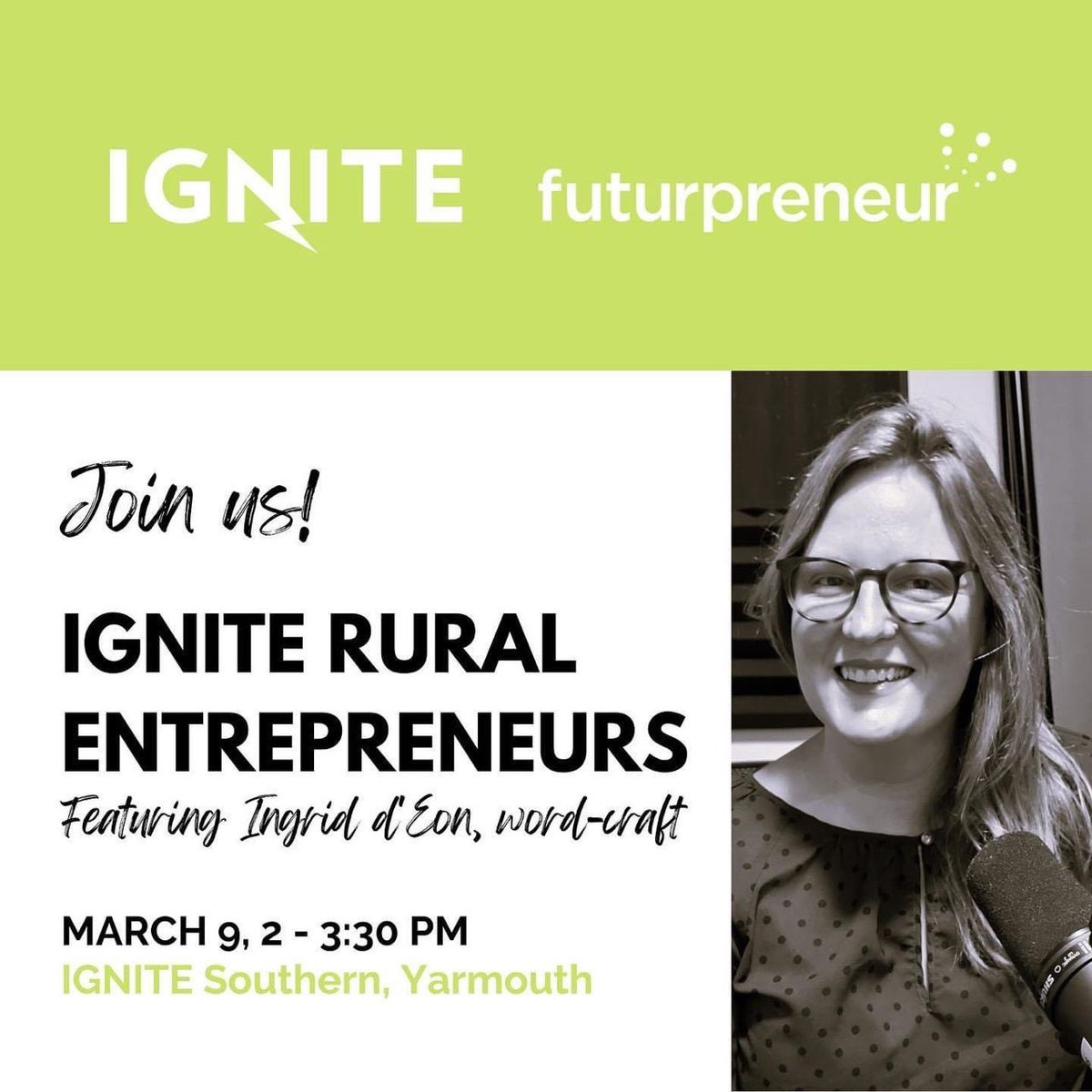 IGNITE Atlantic (@igniteatlantic) on Twitter photo Join us this week <a href="/IGNITEAtlantic/">IGNITE Atlantic</a> for the following events!👇
⚡️ March 8 - Lunch & Learn with @NSBI
📍IGNITE Yarmouth
🔗 lnkd.in/epaeyGnH
⚡️March 9 - IGNITING Rural Entrepreneurs with <a href="/Futurpreneur/">Futurpreneur</a>
📍IGNITE Yarmouth
🔗 lnkd.in/etj2-nug
#IGNITEatlantic Join us this week <a href="/IGNITEAtlantic/">IGNITE Atlantic</a> for the following events!👇
⚡️ March 8 - Lunch & Learn with @NSBI
📍IGNITE Yarmouth
🔗 lnkd.in/epaeyGnH
⚡️March 9 - IGNITING Rural Entrepreneurs with <a href="/Futurpreneur/">Futurpreneur</a>
📍IGNITE Yarmouth
🔗 lnkd.in/etj2-nug
#IGNITEatlantic