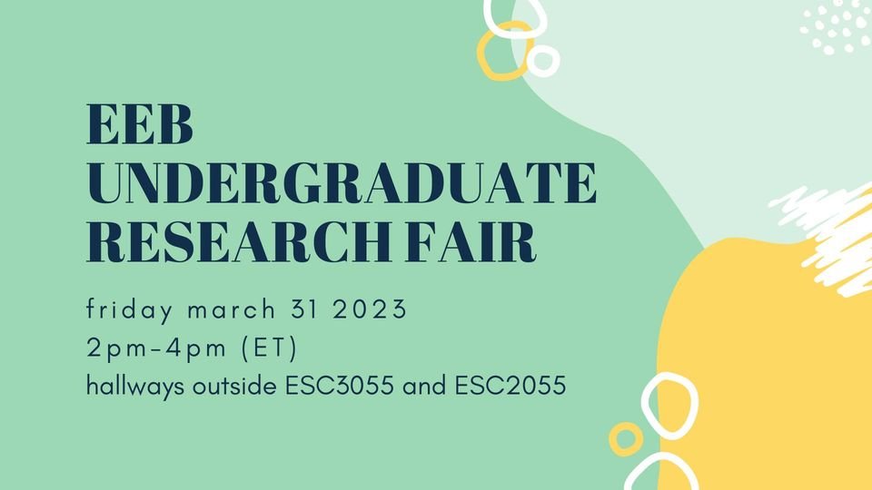 👩🏽‍🔬🧑🏿‍🔬Save the date for the 2023 EEB Undergraduate Research Fair, March 31 from 2-4pm! Independent project students (EEB498Y1Y) will be presenting their research projects, and we welcome you to attend the fair and discuss science with the presenters! ➡️eebuoft.weebly.com