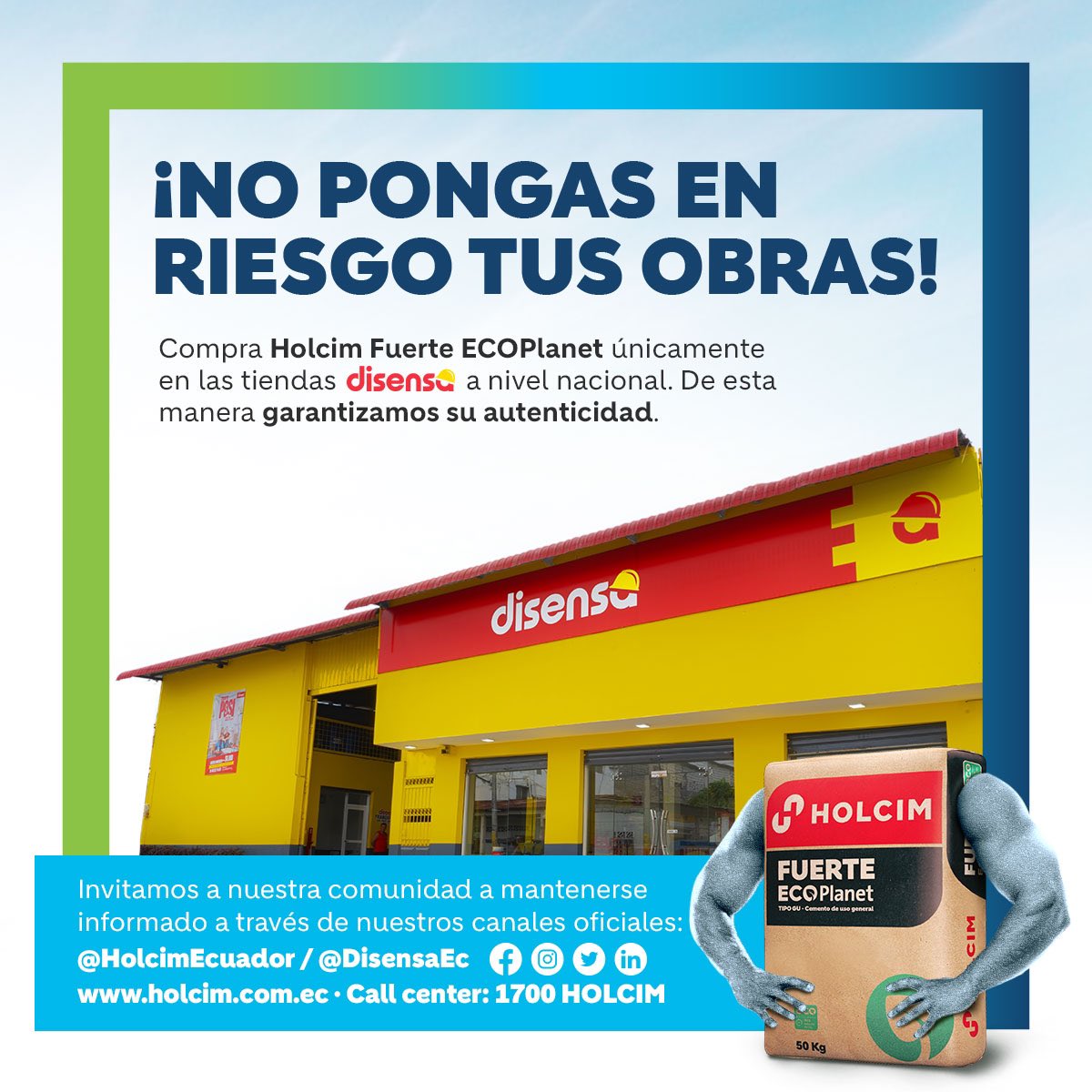 HolcimEcuador's tweet photo. ¡No te dejes engañar! ⛔️ El original Holcim Fuerte ECOPlanet lo encuentras solo en las tiendas Disensa o en https://t.co/vRwx6Pc3hE 😎. Cómpralo hoy y construye con rendimiento y calidad 🏆👷🏽♂️.
#Holcim #HolcimFuerteEcoPlanet #Disensa #Original https://t.co/AenZDTDR5I