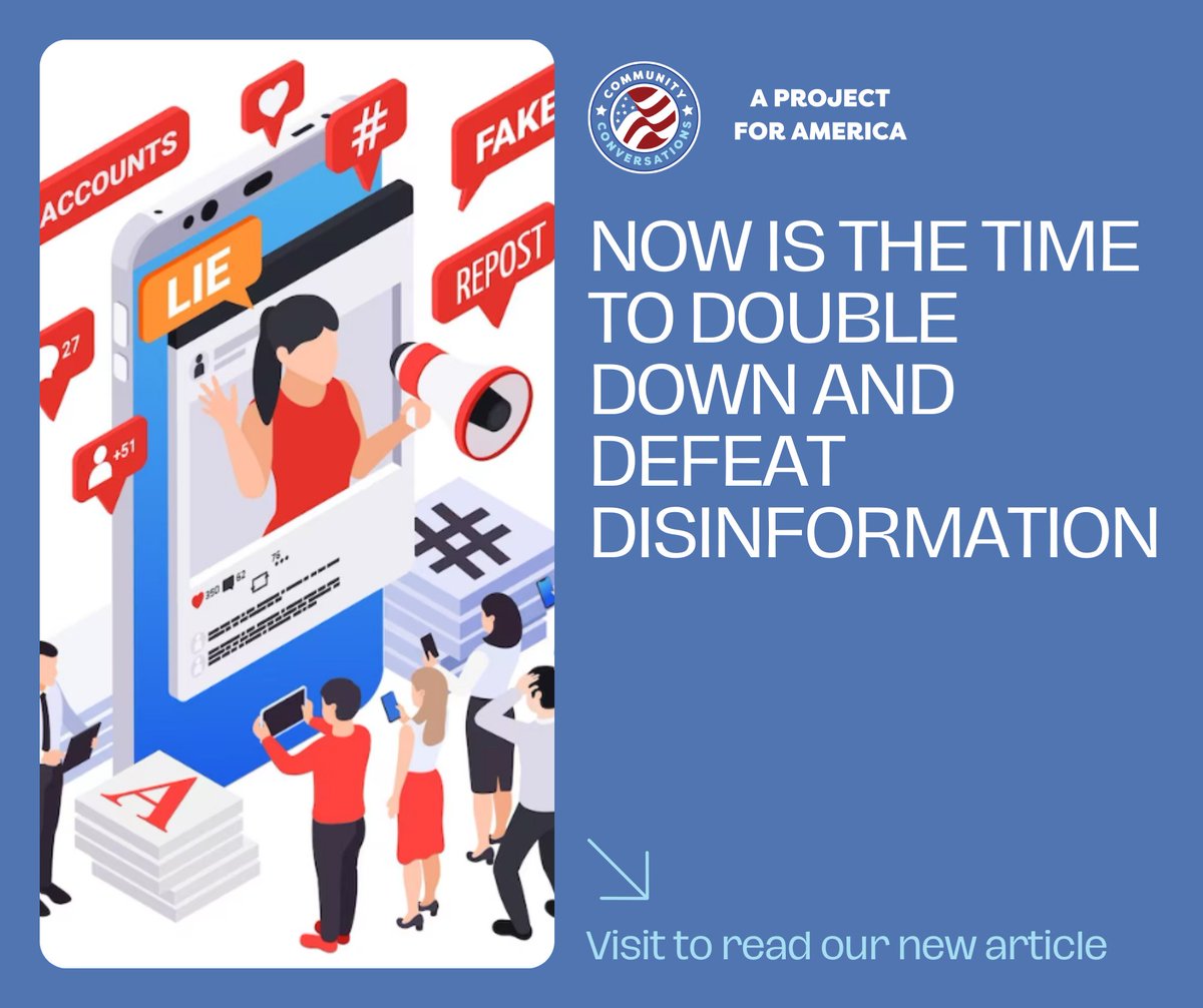Project4America's tweet image. Disinformation on social media is a serious issue that can lead to real-world harm. But social media companies are backing away from addressing the problem, which couldn't come at a worse time. Read our new piece here: bit.ly/3Zqt2LD