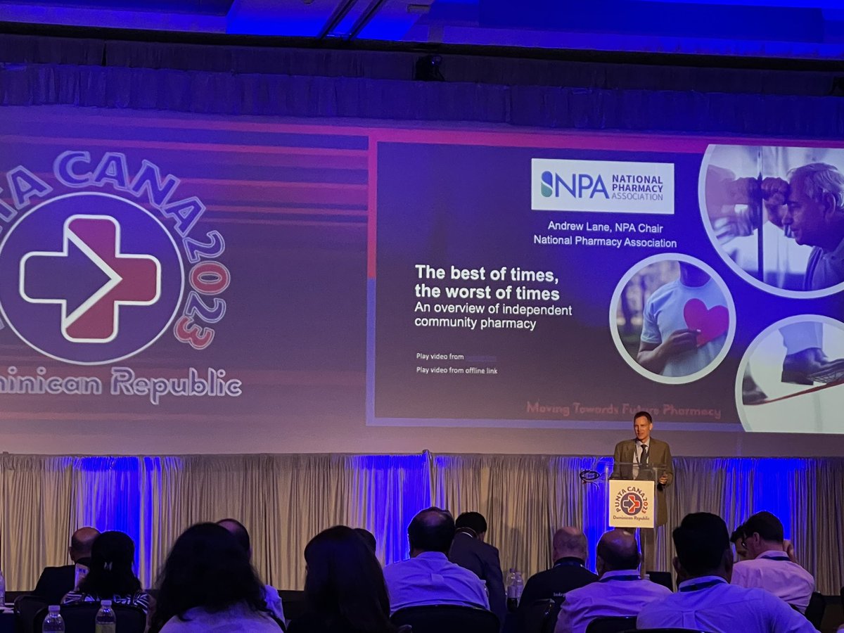 #sigmaDr Day 2 is becoming even better that Day: Andrew Lane <a href="/NPA1921/">National Pharmacy Association</a> taking stage and taking about the good and the bad times—presentation done previously and things still same #communitypharmacy 
Sector feeling stretched and need an answer now more than ever ! Hence same title!