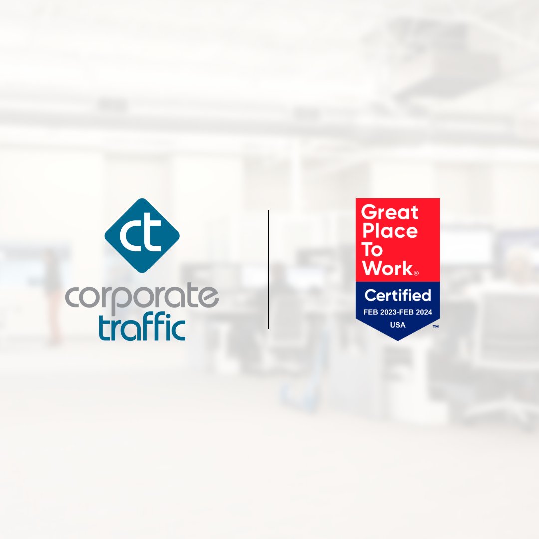 CorpTrafficLog's tweet photo. We are proud to share that Corporate Traffic has been officially certified as a Great Place to Work! ๐ Our company culture is a top priority, and it shows! 96% of employees say CT is a great place to work. #GPTWcertified #Work4CT
โจ Keep reading here: https://t.co/LMVjmzChNC https://t.co/QiUMmd7sks