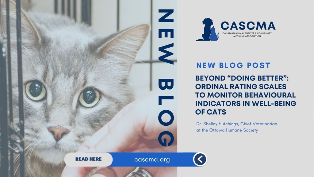 ✍️ New Blog by Dr. Shelley Hutchings, (Chief Veterinarian at the Ottawa Humane Society): 

Beyond “Doing Better”: Original Rating Scales to Monitor Behavioural Indicators in Well-Being of Cats

Read more here 📲 cascma.org/beyond-doing-b…

#CASCMA #NewBlog #ShelterMedicine