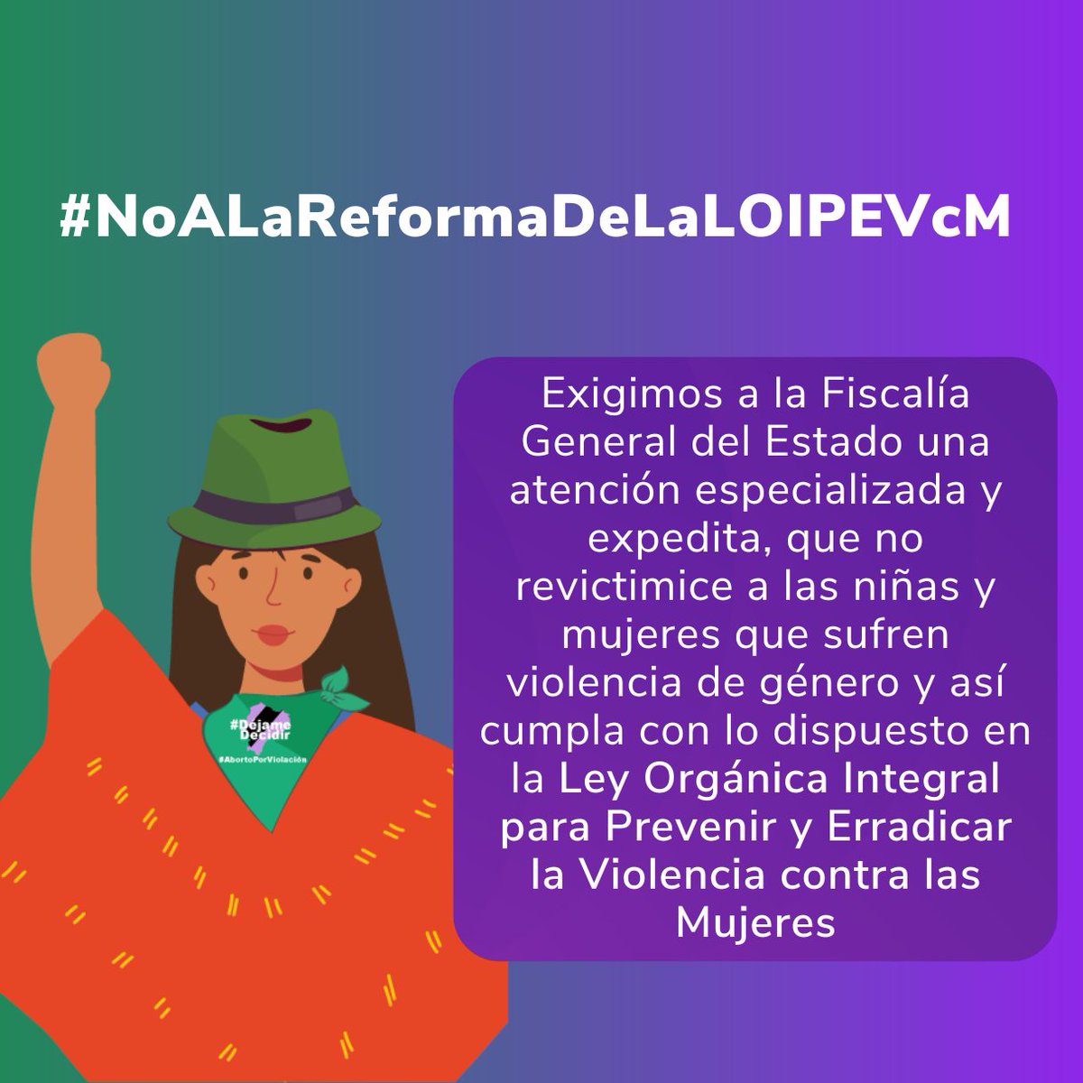 EcMujeres's tweet photo. Exigimos a la @FiscaliaEcuador  una atención especializada y expedita, sin revictimización de las niñas y mujeres que sufren violencia de género y así cumpla con la LOIPEVcM #NoALaReformaDeLaLOIPEVcM #FinenciamientoParaLaLey https://t.co/q1iabhVfbI