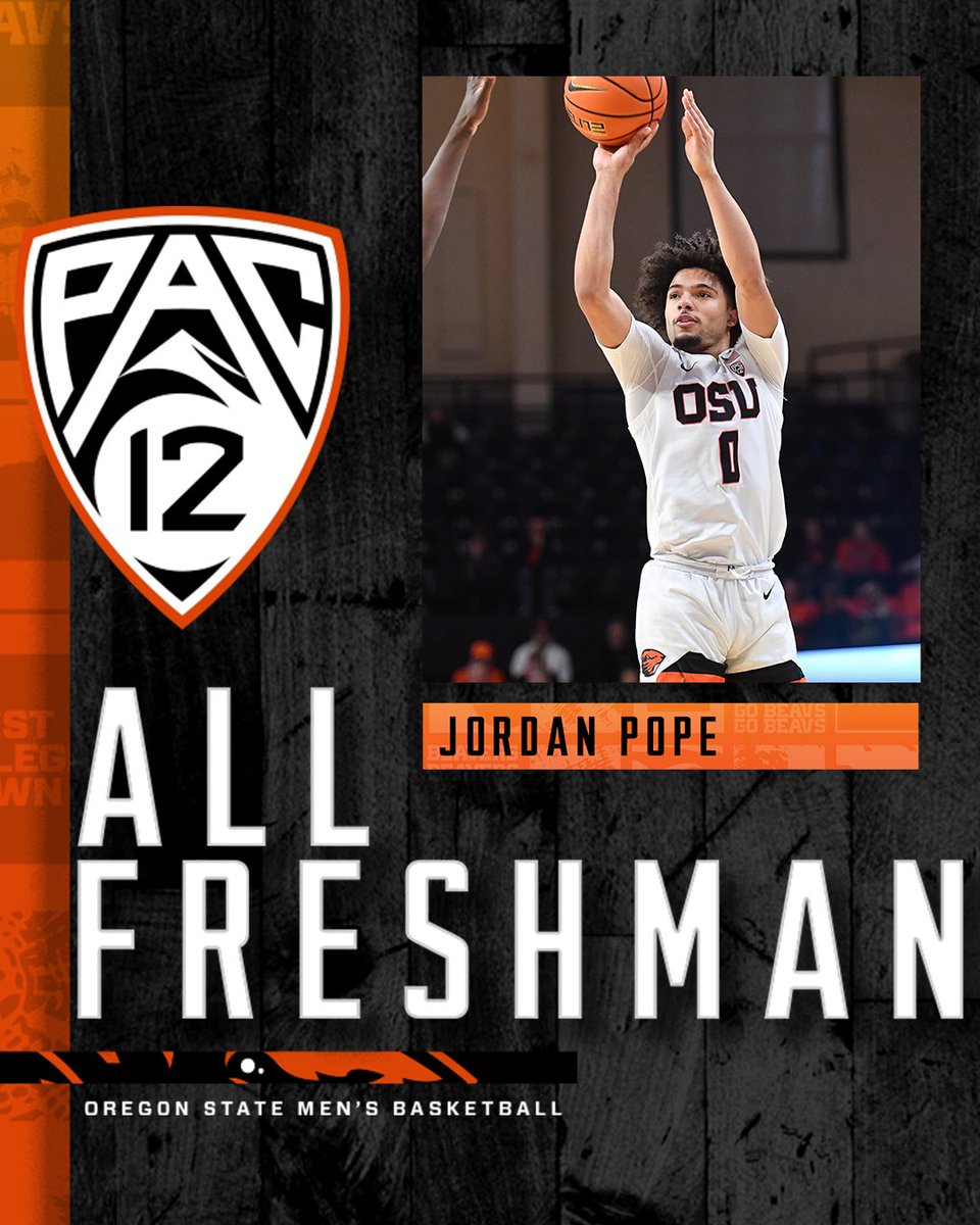 BeaverMBB's tweet photo. 👏 Conference honor for Jordan Pope, who has been named to the Pac-12 All-Freshman Team!👏

#GoBeavs https://t.co/dv2Domz6PZ