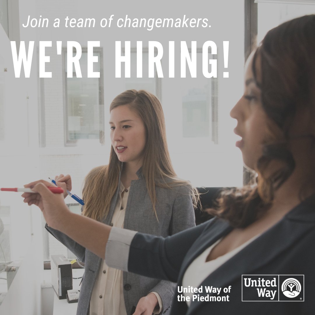 🚨 Hiring alert! 🚨

We're looking for a Director of Grants and Director of Event Project Management to join our team of changemakers. 

🔗 Learn more and apply here: uwpiedmont.org/careeropportun…