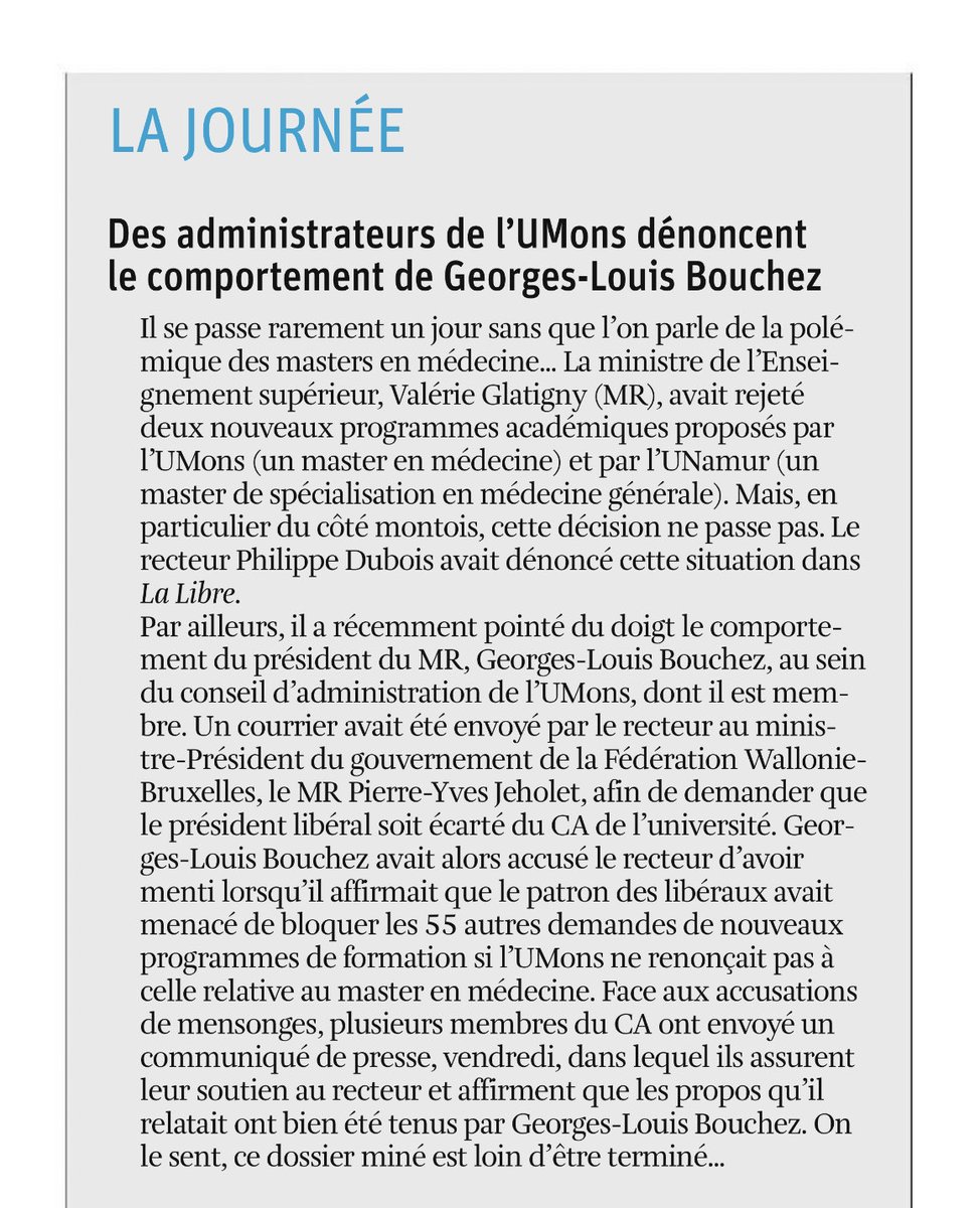 ValStgh's tweet image. Dans #LaLibre de ce WE, 5 administrateurs de l’#UMONS issus de différentes tendances affirment et témoignent du fait que le Recteur Philippe Dubois a dit vrai sur les ondes de #LaPremiere #RTBF