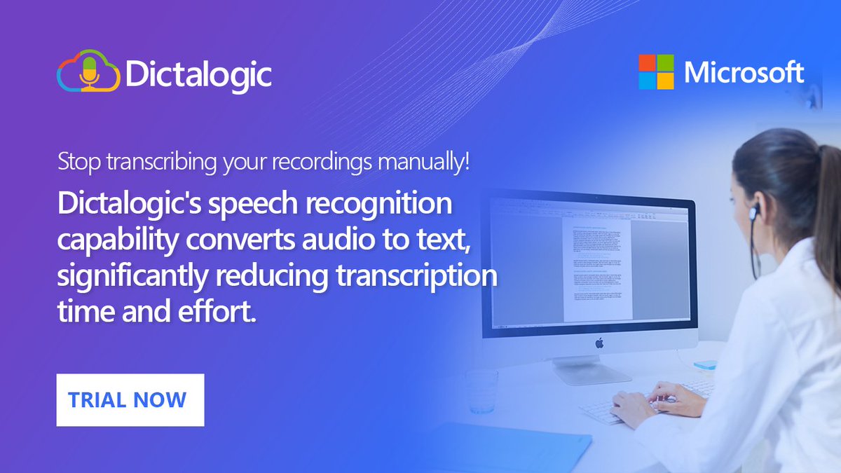 dictalogic's tweet image. Transcribing audio recordings manually can be a tedious and time consuming task.
 
With Dictalogic&apos;s #speechrecognition you can convert #audiototext in real time, eliminating the need for hours-long manual #transcription of your recordings.
 
Save time ☑
Increase #Productivity☑
