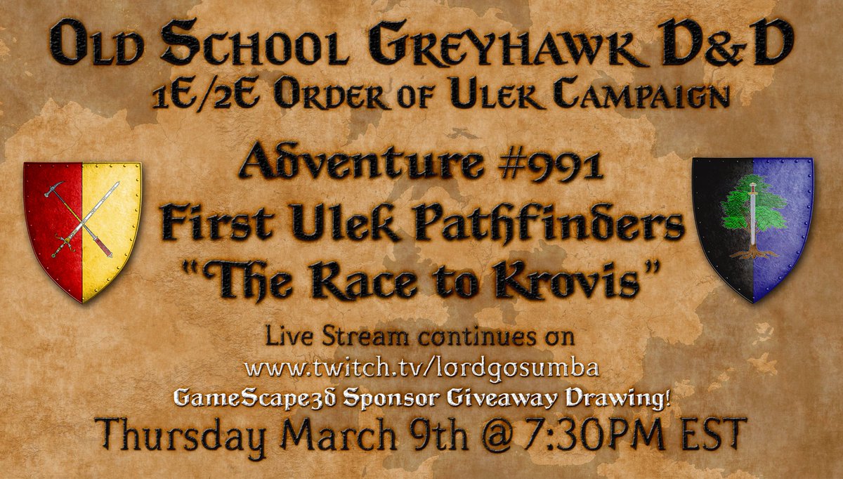 Lord Gosumba Live Stream Schedule! DMs Roundtable with @ToddStashwick <a href="/NerdyGuideToDnd/">A Nerdy Guide to DnD</a> <a href="/blueboxrpg/">BlueBoxRPG</a> Sunday 3/12! Springtide Gamefest #DnD with an All-Star Cast Saturday 3/11: <a href="/DCreepshow/">DarlingCreepshow</a> <a href="/artofmikedisney/">Mike Disney</a> <a href="/PhantomNJ_DnD/">PhantomNJ</a> @heatherhexx <a href="/Littlebird_84/">Littlebird_84</a> twitch.tv/lordgosumba #twitch
