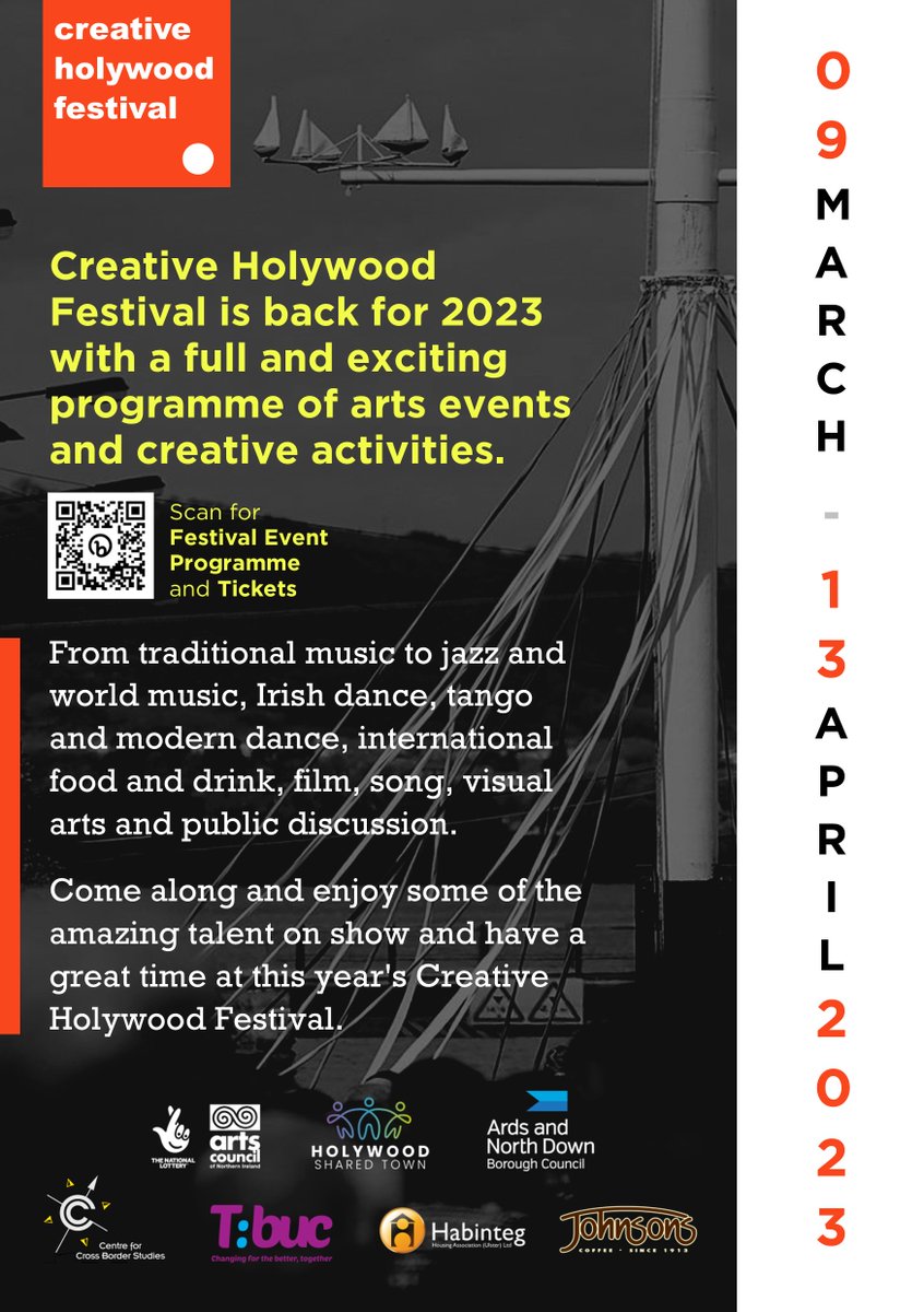 .@CreativeHolywo1 festival returns this Thursday 9th March with an exciting programme of arts events running throughout the month of March. 

Take a look at what's on 👇
eventbrite.co.uk/e/chf-creative…

#ACNISupported #NationalLottery #SmallGrants