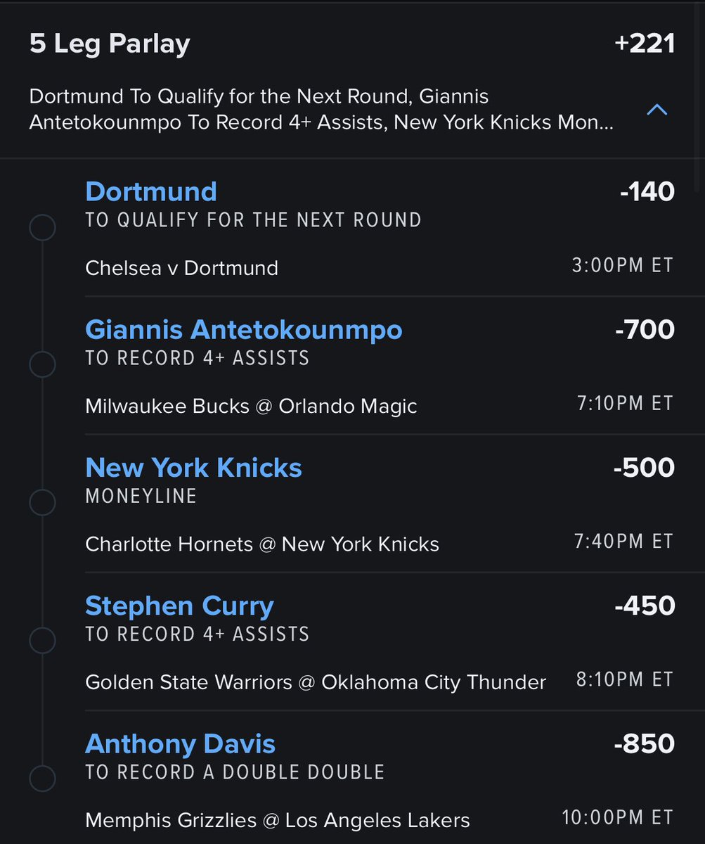 minority_picks's tweet photo. My parlay for today with the help of @CallingOurShot
#LadderChallenge #paraly #dortmund #chelsea #giannis #curry #warriors #bucks #nba #fanduel #fliff #lakeshow https://t.co/QALy1PED63