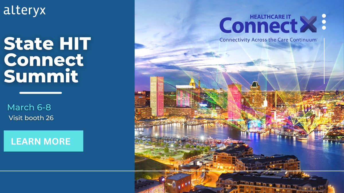 alteryx's tweet image. Attending @HealthITCONNECT's #StateHIT Connect Summit? Don't miss Andy Macisaac's session on #AnalyticsDemocratization for health services TOMORROW, 10 - 11am.
And bring your top #analytics goals to Booth 26 to see how we can help.
Learn more: ow.ly/FkI450Nb68f