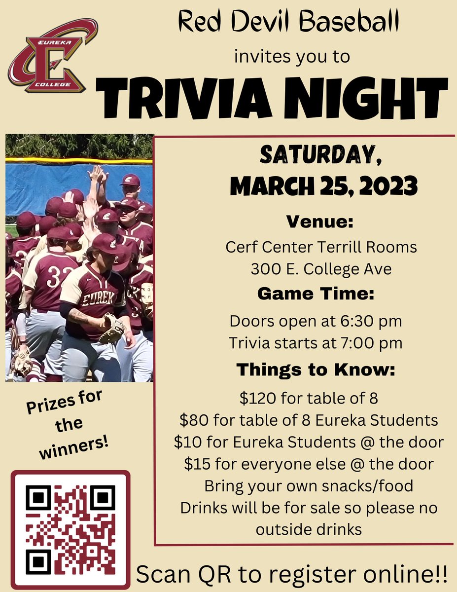 Come support your Red Devils on March 25th for trivia night!
